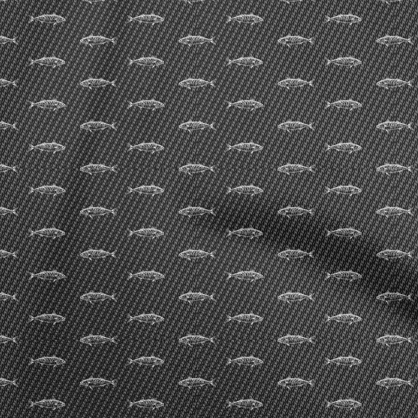 oneOone Rayon Black Fabric Fish Fabric For Sewing Printed Craft Fabric By The Yard 56 Inch Wide