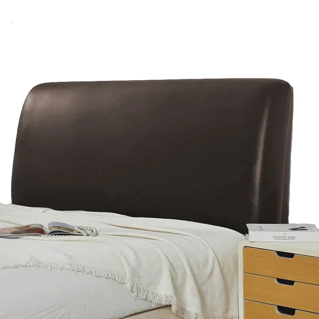 100% Waterproof Artificial PU Leather Headboard Cover Elastic All-inclusive Bed Head Back Bedside Dust Protection Home Hotel
