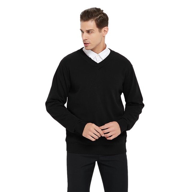 TOPTIE Chandail à Manches Longues en Coton pour Hommes, Col en V, Basique, Conçu