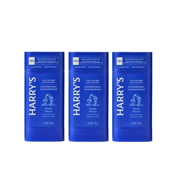 Harry's Antisudorifique Extra Fort - Antisudorifique pour Hommes à Contrôle des Odeurs et de la Transpiration Amélioré - Stone (Sans Aluminium), Lot de 3