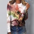 thumbnail image 2 of IROINID en Solde T-Shirt à Manches Longues en Polyester pour Femmes Confortable Dames Col Rond Hauts Amples T-Shirts Imprimés Blouse, Rouge, 2 of 5