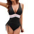 thumbnail image 1 of FhsagQ Swimsuit Sets for Women Set Cute Bathing Suit for Women Swimsuits V Neck Adjustable Drawstring Straps Swimming Suits Womens Swimsuit Sets with Stockings Womens Swimsuit Sets with Robe Black XXL, 1 of 3