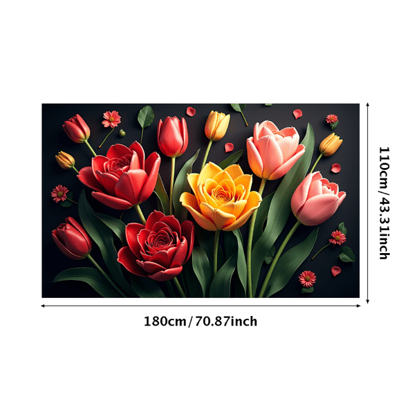 Floral Wall Art Banner Vibrant Botanical Backdrop for Home Décor Living Room Bedroom Office Event Party Display Background Poster Decoration