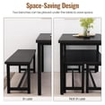 thumbnail image 3 of AWQM 3 Piece Dining Table Set with Benches, Particleboard/Iron, Black, 3 of 9