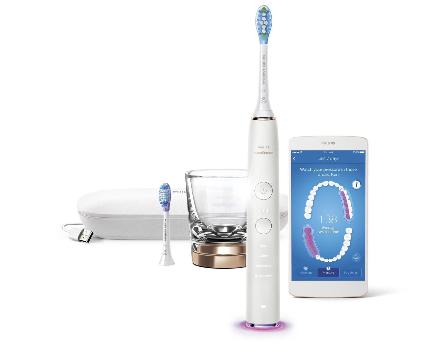 Philips Sonicare DiamondClean Smart 9350 Or Rose, Brosse à Dents Électrique Rechargeable, HX9902