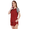thumbnail image 4 of Inkmeso Solid 2 Pc Nightwear Set For Women Raglan Sleeves Button-Down Top & Shorts Sleepwear-66, 4 of 7