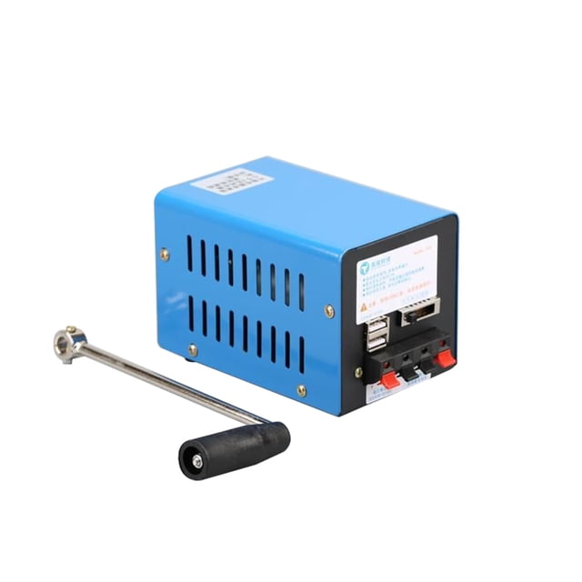 Générateur à Manivelle Manuel Portable Multifonction 20W pour l'Extérieur Alimentation de Survie Bleu