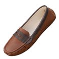 thumbnail image 1 of RXMEKW Slip-On Loafers for Women with Two-Tone Color-Block Design and Cutout Detail in Faux Leather, 1 of 8