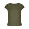 thumbnail image 3 of Penkiiy Blouse en Lin pour Femme à Manches Courtes, Col Ras du Cou, Hauts d'Été Décontractés, Coupe Ample, 2TG, Vert Armée, 3 of 5