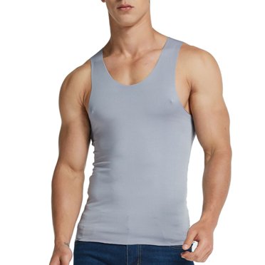 Ketyyh-chn99 Men Tank Top 2024 Undershirt Mens Cotton Crew Neck Short Sleeve T-Shirts Grey,3XL