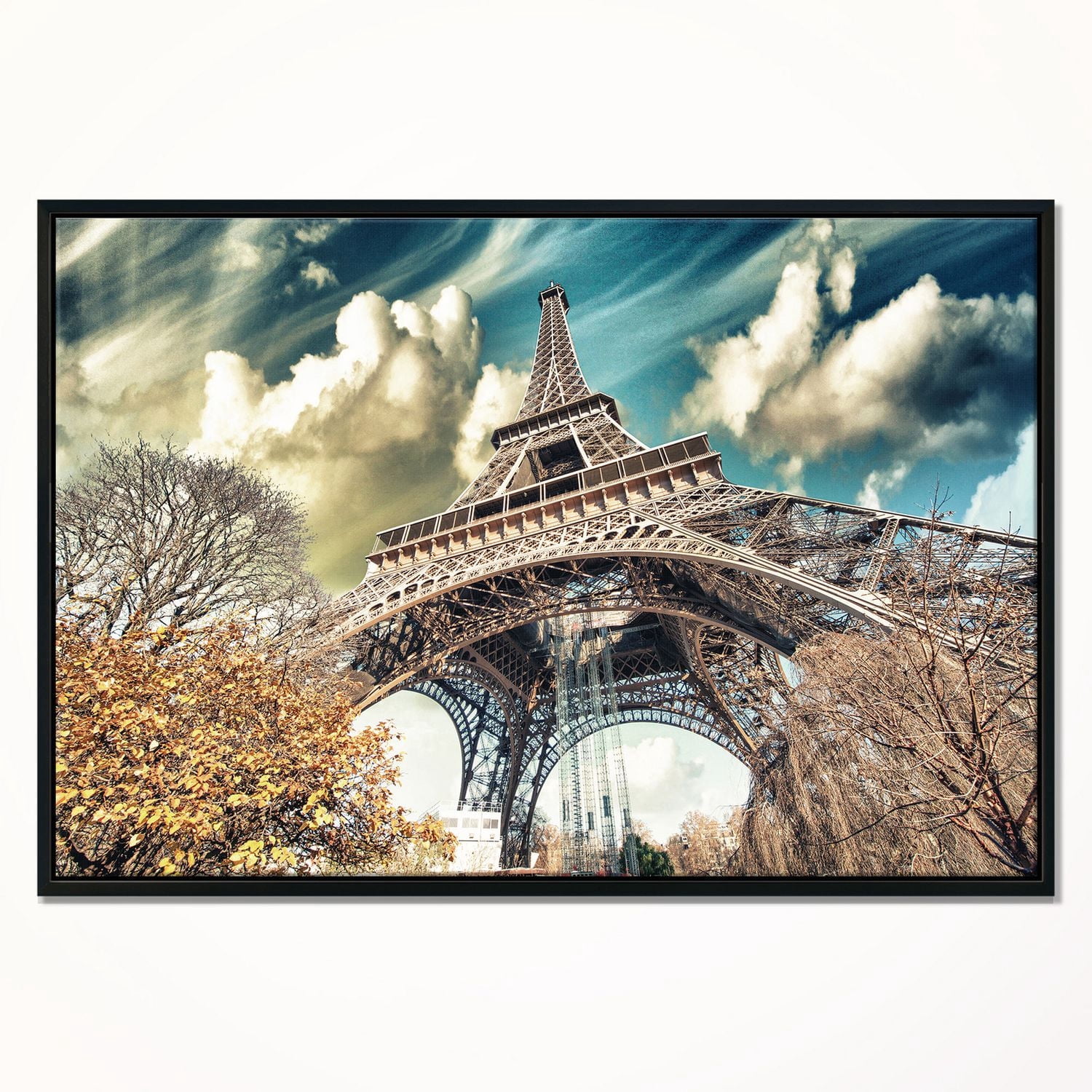 Design Art Vue De Tour Eiffel En Paris Sur Toile Encadrée