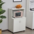 thumbnail image 2 of HOMCOM Microwave Cart on Wheels Utility Trolley Storage Sideboard White, 2 of 10