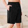 thumbnail image 3 of yoeyez Mens Athletic Shorts 7 Inch Inseam,Men's Solid Color Elastic Waist Button Shorts Casual Beach Shorts Summer Shorts Breathable Daily Basic Pants With Pockets Black,3XL, 3 of 6