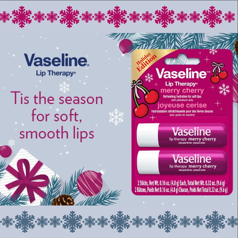 Vaseline® Lip Therapy Limited Edition Merry Cherry , Long-Lasting moisturization for soft, smooth lips