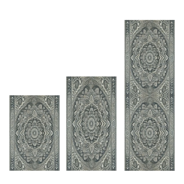 Yhmxh Kitchen Mat 3Pcs Large Bohemias Mats Non Slip Rugs Washable Absorbent Microfiber Plushes Boho Rugs For Kitchen Floor Office Sink Laundry Dark Home Decor Anti-slip Washable Rug Outdoor Rug