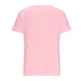 thumbnail image 4 of Plebaso Hauts d'Été pour Femmes Col Rond Manches Courtes T-Shirts Ajourés Décontractés Chemisiers à Boutons P-5TG, 4 of 5