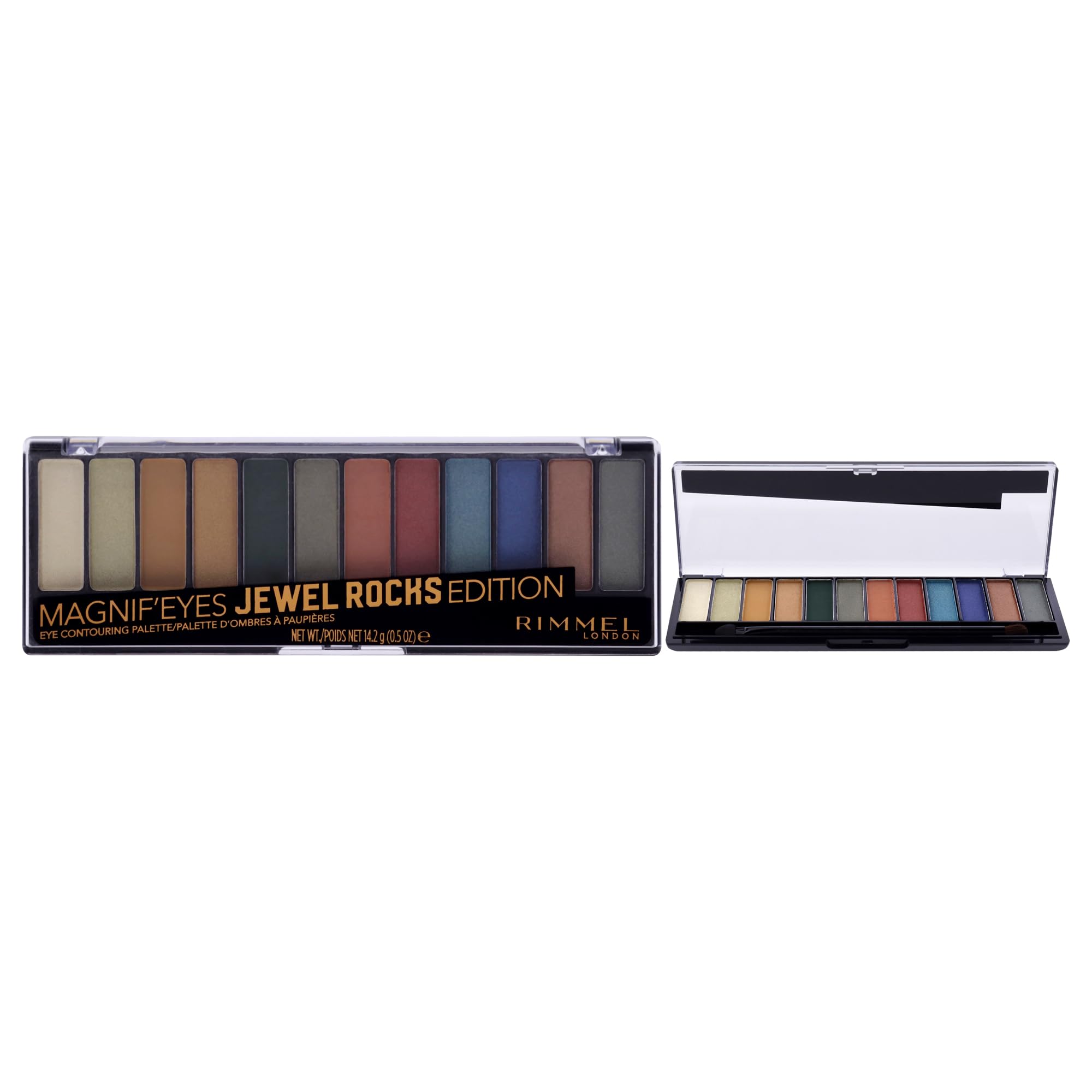 Rimmel London Magnif'Eye Palette de Fards à Paupières 12 Teintes Formule Mélangeable Polyvalente 009 Jewel Rocks 0.5Oz