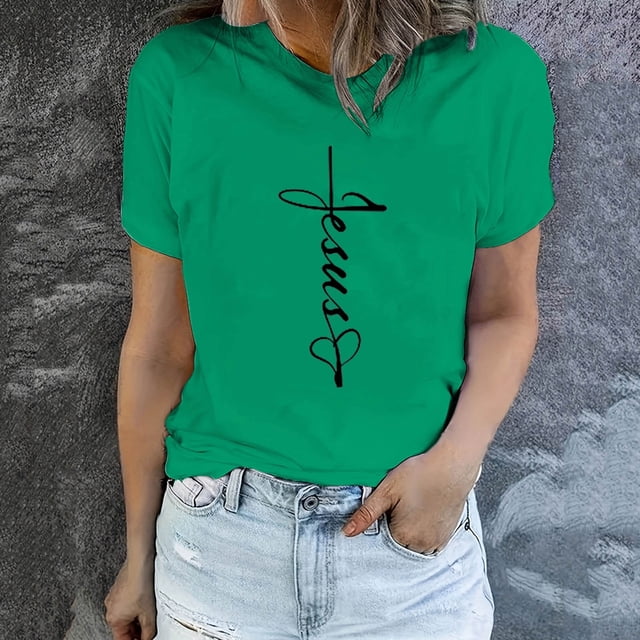 EGNMCR T-shirt de Pâques Chemises pour Femmes Imprimé de Pâques Mode Printemps et Été pour Femmes Motif d'Impression de Pâques Col Rond T-shirt à Manches Courtes Haut/chemise Femmes T-Shirts