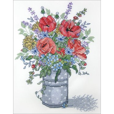 Janlynn Stamped Cross Stitch Kit 11"X14 Pouces-Poppies