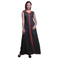 thumbnail image 1 of Bimba Feuilles Femmes Col en V Sans Manches Fente avant Décontracté Maxi Imprimé Robe Bohème-Grand, 1 of 5