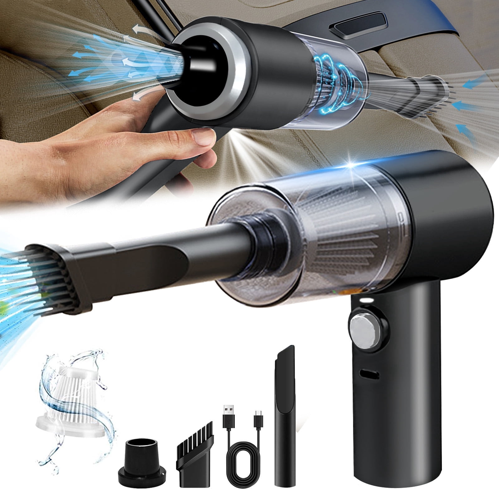 Dvkptbk cordless vacuum cleaner Handheld Car Vacuum Cleaner Powerful Suction Small Car Vacuum Cleaner Mini Dusts Buster with USB Portable Vacuum Cleaner