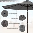thumbnail image 4 of Gymax Parasol Solaire de Marché 10 Pi à DEL en Acier Inclinable avec Manivelle pour Patio Gris, 4 of 6