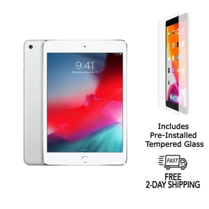 Refurbished Apple iPad Mini 4 A1538 (WiFi) 128GB Silver (Grade A+) w/ Pre-Installed Tempered Glass