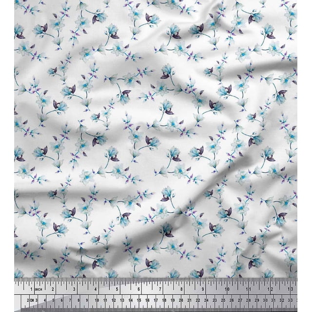 Soimoi Rayon Fabric Leaves & Magnolia Floral Decor Fabric Printed Yard 56 Inch Wide