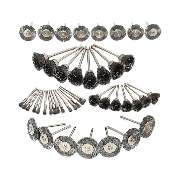 45pcs Wire Brush Set Firmly Fixed Steel Wire Wheel Brush Kit High Performance Brass Coated Wire Brush Wheel Wear Resistant for Rust Removal Polishing