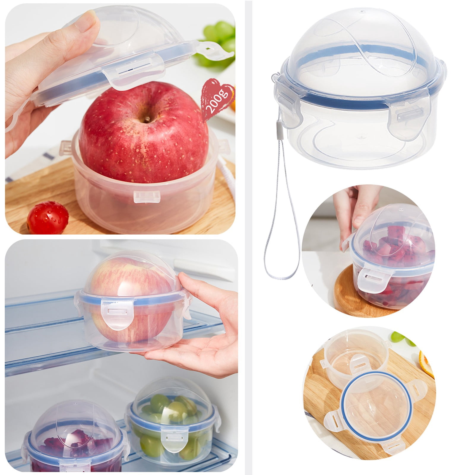 Tanjnj Food Storage Box Food Storage Containers Plastic Food Grade Dry Storage Container Round Container Bowl With Airtight Lid