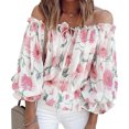 thumbnail image 4 of Ccdes Off Shoulder Top, Elegant Floral Print Blouse Loose Stylish Polyester For Office Work For Outdoor Activity, 4 of 5