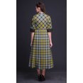 thumbnail image 3 of Bimba Check Ladies Button Down Print Dress A-Line Cocktail Party Shirt Dress-Small, 3 of 5