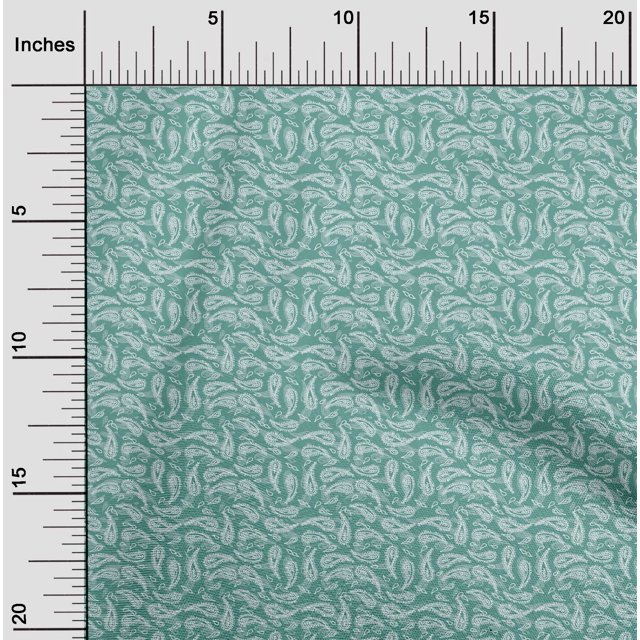 oneOone Cotton Flex Fabric Paisley Block Printed Fabric 1 Yard 40 Inch Wide