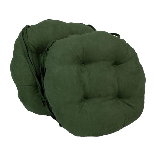Coussins de Chaise Ronds Capitonnés en Microsuède Uni de 16 Po (Ensemble de 2)
