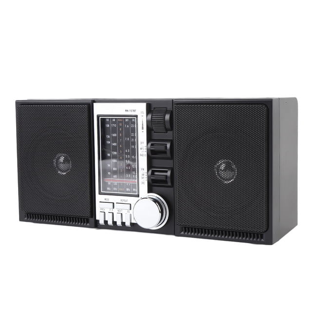 Portable AM Shortwave Radio with Bluetooth, 4 in 1 Emergency Radio with Dual Driver Speakers, 2400mAh Rechargeable, Support USB Drive, Storage Card
