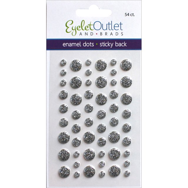 Eyelet Outlet Adhesive-Back Enamel Dots 54/Pkg-Glitter Silver