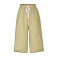 thumbnail image 5 of Timegard Womens Capri Pants Straight Leg Elastic High Waist Drawstring Casual Crop Pants with Pockets, 5 of 5