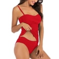 thumbnail image 1 of UPPADA Womens Two Piece Tankini Set Solid Spaghetti Straps Swimsuits with Brief Tummy Control Modest Bathing Suits Full Coverage 2 Piece Beachwear Red,2xl, 1 of 4