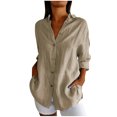thumbnail image 1 of Timegard Plus Size Tops for Women Button down Shirts Long Sleeve Lapel V Neck Blouse Lightweight Tops, 1 of 6