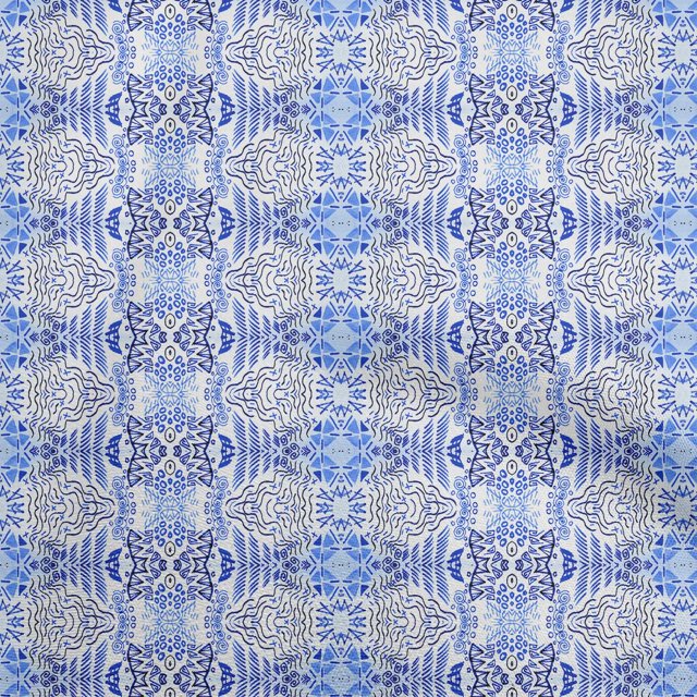 oneOone Polyester Spandex Blue Fabric Abstract Line Sewing Material Print Fabric By The Yard 56 Inch Wide