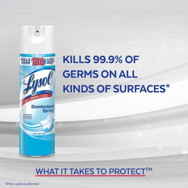 Spray Désinfectant Lysol, Brise De Citron, Désinfecte et élimine les odeurs sur les surfaces dures et les tissus, 539 g