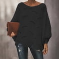 thumbnail image 1 of Women's Solid Color Casual Hollow Chain Link Loose Knitted Bat Sweater Sweater, 1 of 4