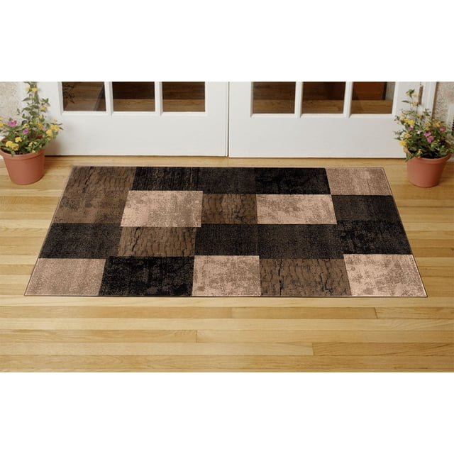 Rug Branch Pamila 2' x 3' (2'3" x 3') Brown/Beige Geometric Indoor Doormat Rug, Contemporary, Medium Pile, Stain-Resistant Entry Carpet - Front Door, Mudroom, Hallway and Kitchen
