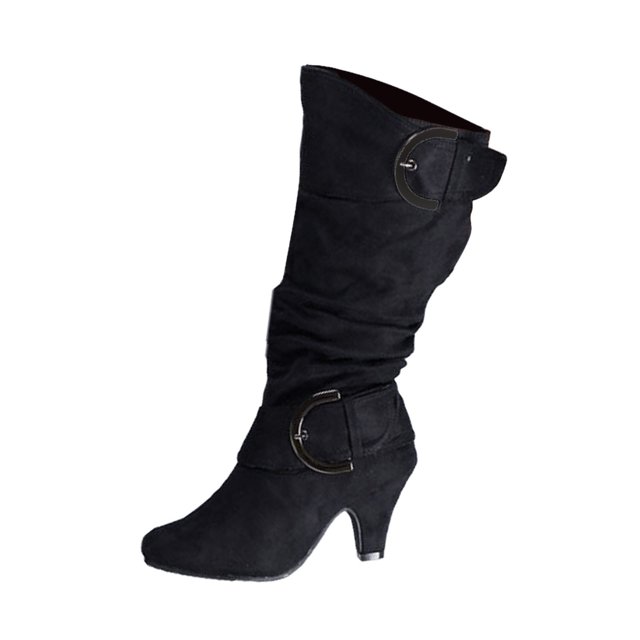 Kcodviy Bottes Chaussures Fuselées Femmes Bottes Hauteur Genou Bottines pour Femmes Talon Bottes Hauteur Genou Cuir pour Femmes Bottes Talon Haut Bottes en Suède pour Femmes Hauteur Genou Bottes Rétro pour Femmes