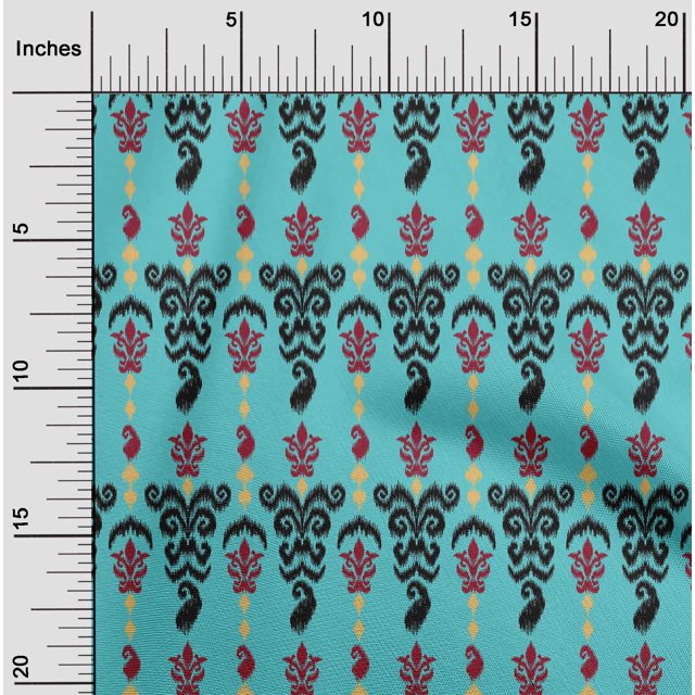 oneOone Polyester Lycra Fabric Stripe & Paisley Ikat Print Fabric By The Yard 56 Inch Wide