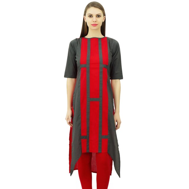 Phagun Tunique de Créatrice en Coton Indien pour Femme, Ourlet Asymétrique, Kurti, Tenue Décontractée, Kurta