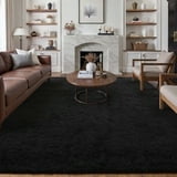 BERTHMEER 8'x10' Shag Area Rugs for Living Room Fluffy Rugs Bedroom Plush Soft Indoor Washable Modern Contemporary Carpets Rugs, Black
