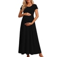 thumbnail image 2 of Sentmoon Robe Maxi de Maternité Respirante Coupe Ajustée Robes pour Femmes 2026 Été Couleur Unie Manches Courtes Encolure Carrée Robe Maxi Bohème Printemps pour Concert S-TTTG, 2 of 8