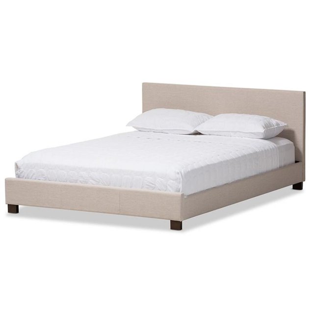 Baxton Studio Elizabeth Lit Plateforme Double Rembourré, Beige