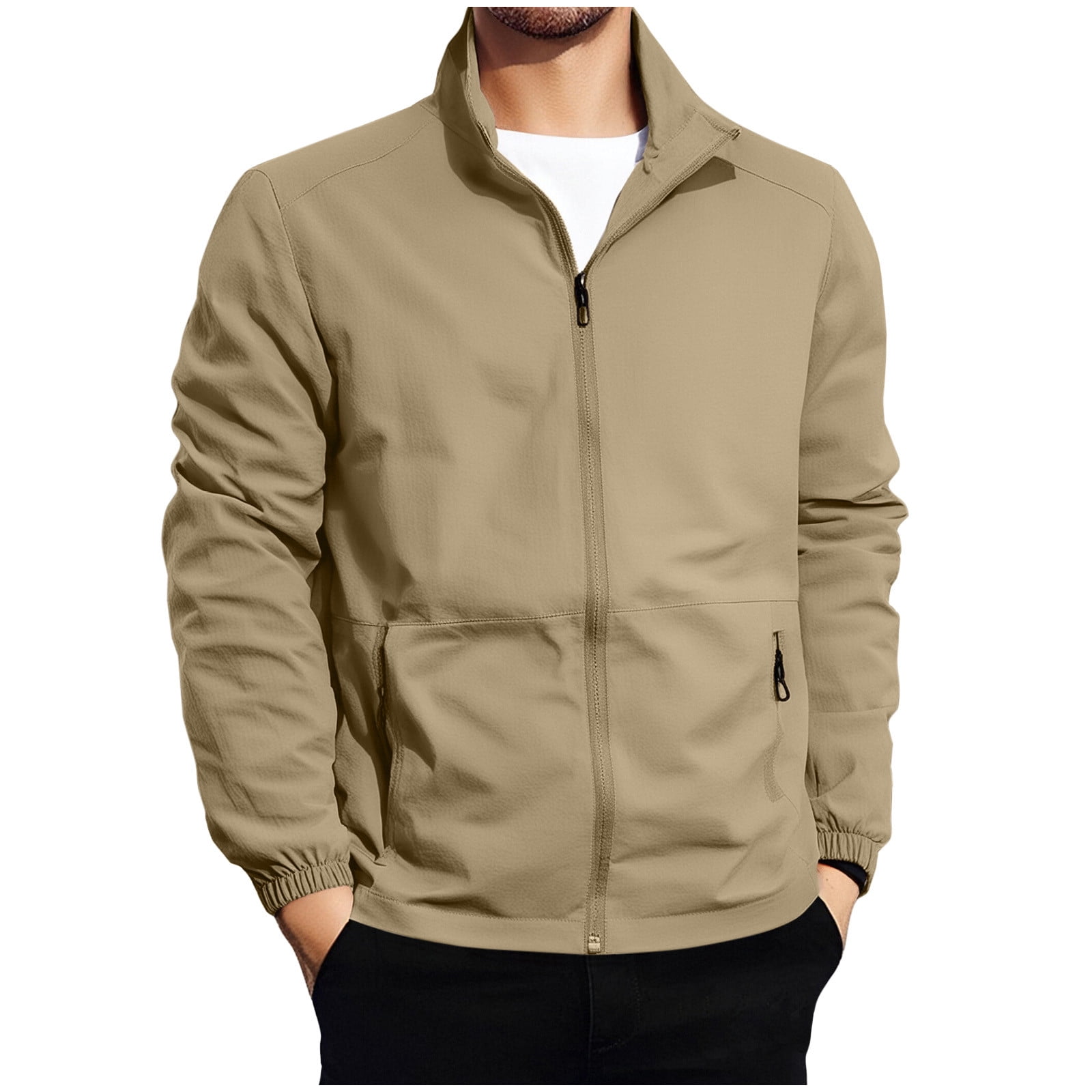 Xugsiok Waterproof Rain Jacket for Men Windbreaker Casual Full Zip